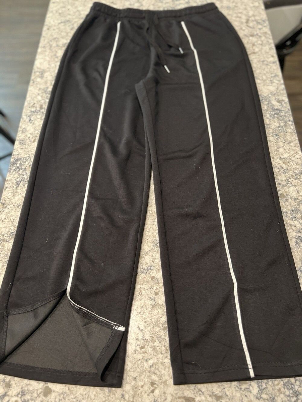 Wiholl Lounge Pants Women's XL Wide Leg Split Hem Contrast Piping